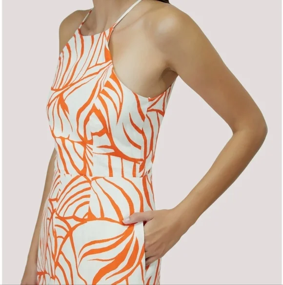 Nordstrom Lost & Wander Salt to the Sea Midi Halter Dress Red & Cream M NWT - Picture 4 of 13